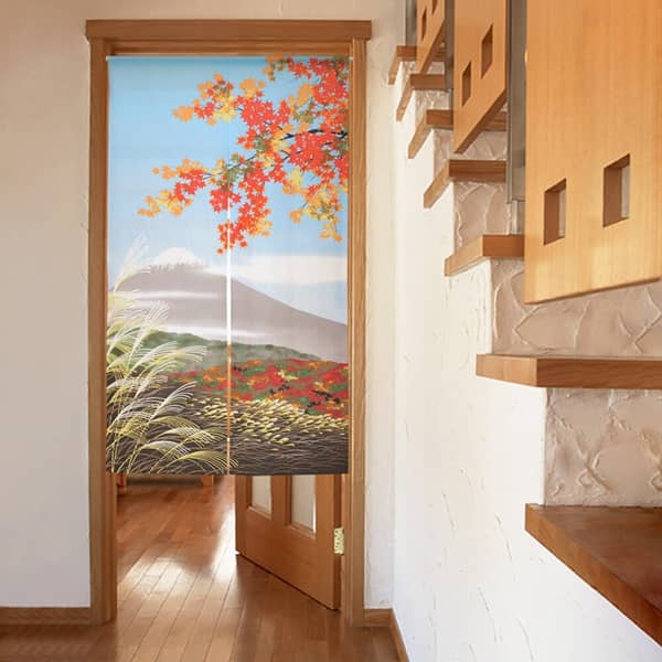 Japanese Door Curtain Noren – “Shiki Fuji: Autumn” Colorful Maple Leaves 85×150cm (Made in Japan)