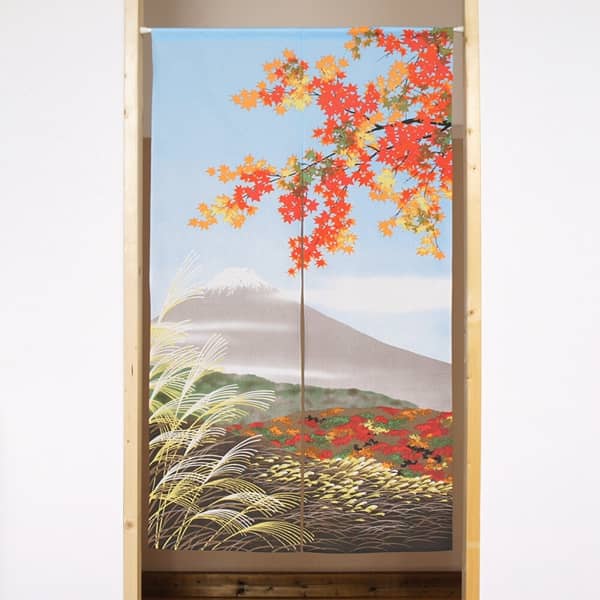 Japanese Door Curtain Noren – “Shiki Fuji: Autumn” Colorful Maple Leaves 85×150cm (Made in Japan)