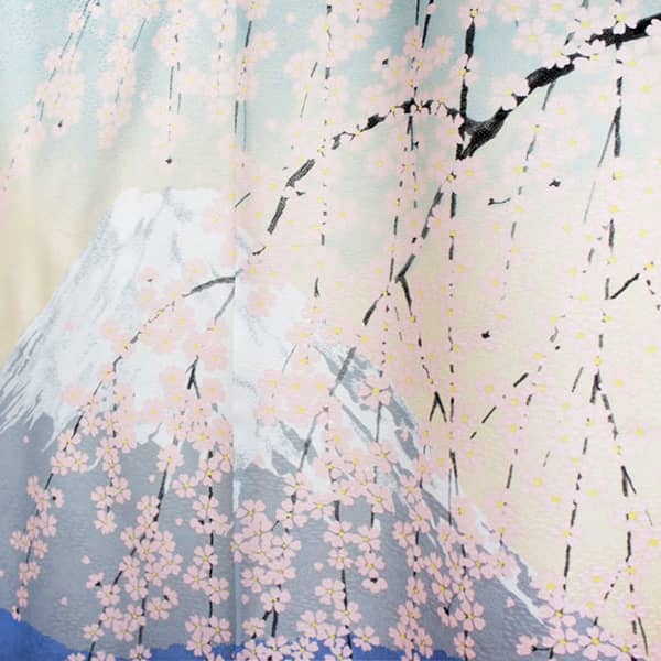 Japanese Door Curtain Noren – “Shiki Fuji: Spring” Weeping Cherry Blossoms 85×150cm (Made in Japan)
