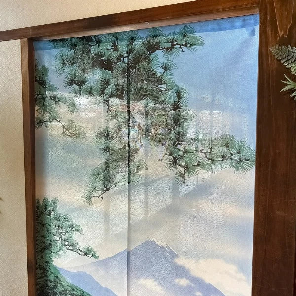 Japanese Door Curtain Noren – “Shiki Fuji: Summer” Miho Pine Grove & Waves 85×150cm (Made in Japan)