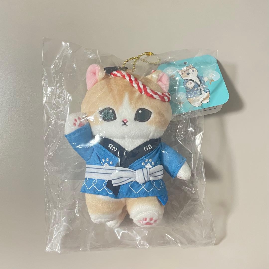 Mofusand Festival Cat Plush Mascot Charm Blue Happi Japan Version