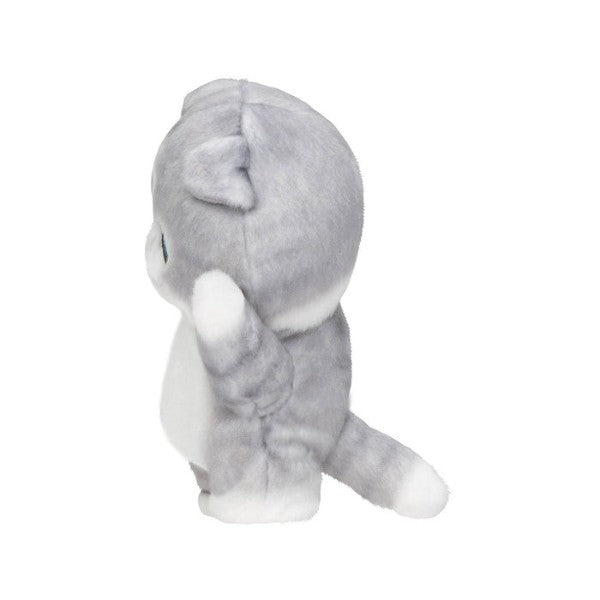 Mofusand Hyokkori Plush – Standing Cat (Gray & White) (Japan)