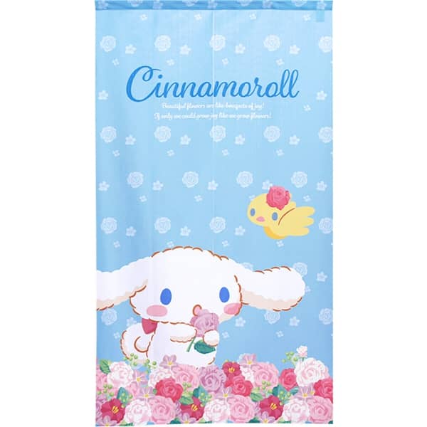Sanrio Japanese Door Curtain Noren – Cinnamoroll Heartful Flower Design 85×150cm (Made in Japan)