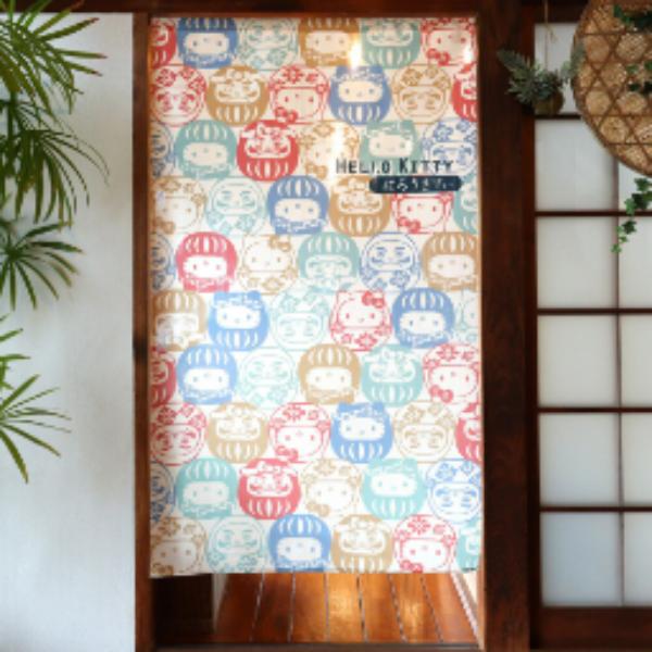 Sanrio Japanese Door Curtain Noren – Hello Kitty Daruma Design 85×150cm (Made in Japan)