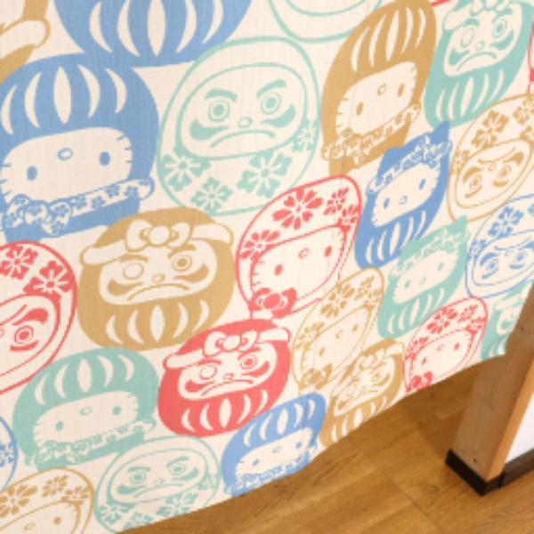 Sanrio Japanese Door Curtain Noren – Hello Kitty Daruma Design 85×150cm (Made in Japan)