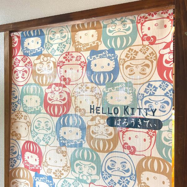 Sanrio Japanese Door Curtain Noren – Hello Kitty Daruma Design 85×150cm (Made in Japan)