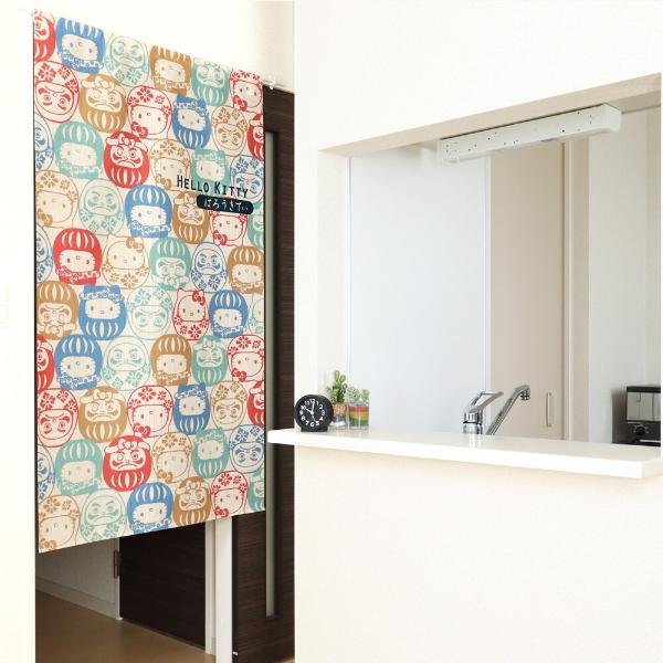 Sanrio Japanese Door Curtain Noren – Hello Kitty Daruma Design 85×150cm (Made in Japan)