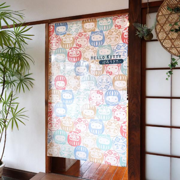 Sanrio Japanese Door Curtain Noren – Hello Kitty Daruma Design 85×150cm (Made in Japan)