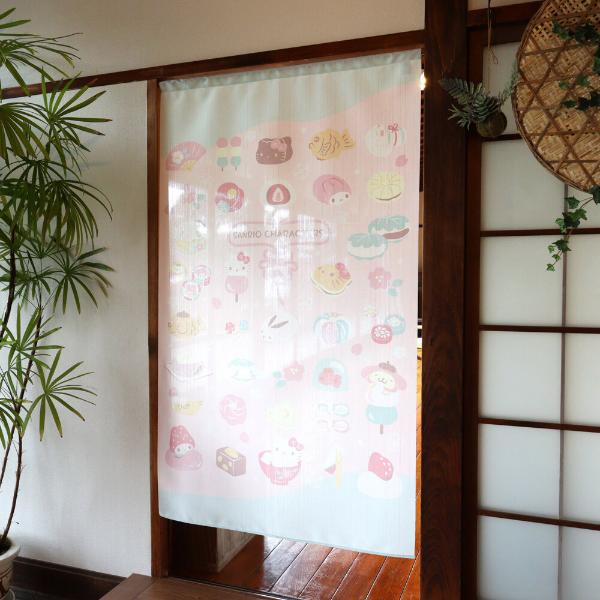 Sanrio Japanese Door Curtain Noren – Wagashi Sweets Design 85×150cm (Made in Japan)