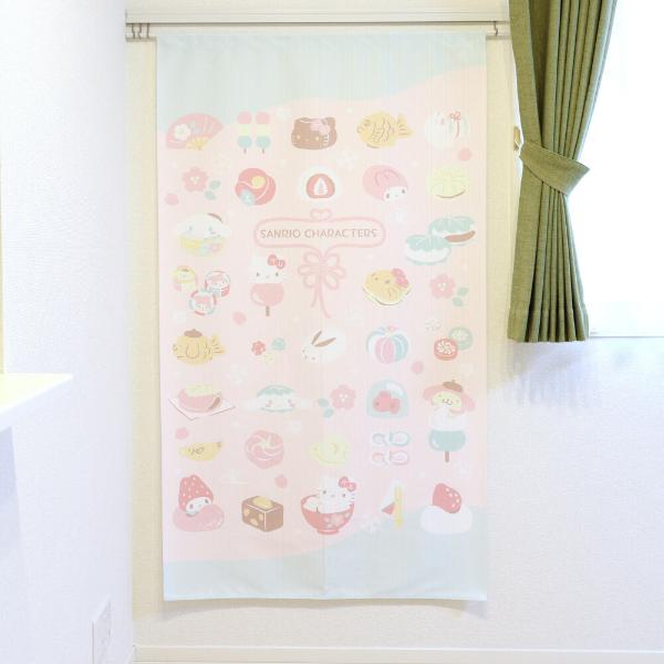 Sanrio Japanese Door Curtain Noren – Wagashi Sweets Design 85×150cm (Made in Japan)