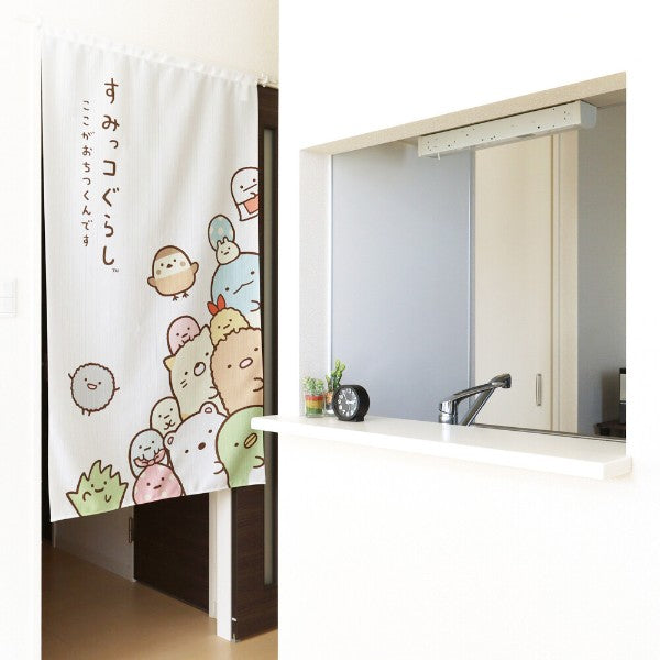 Sanrio Sumikko Gurashi Japanese Door Curtain Noren – “Noren no Sumi” Corner Design 85×150cm (Made in Japan)