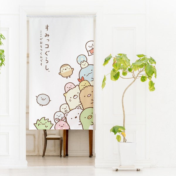 Sanrio Sumikko Gurashi Japanese Door Curtain Noren – “Noren no Sumi” Corner Design 85×150cm (Made in Japan)