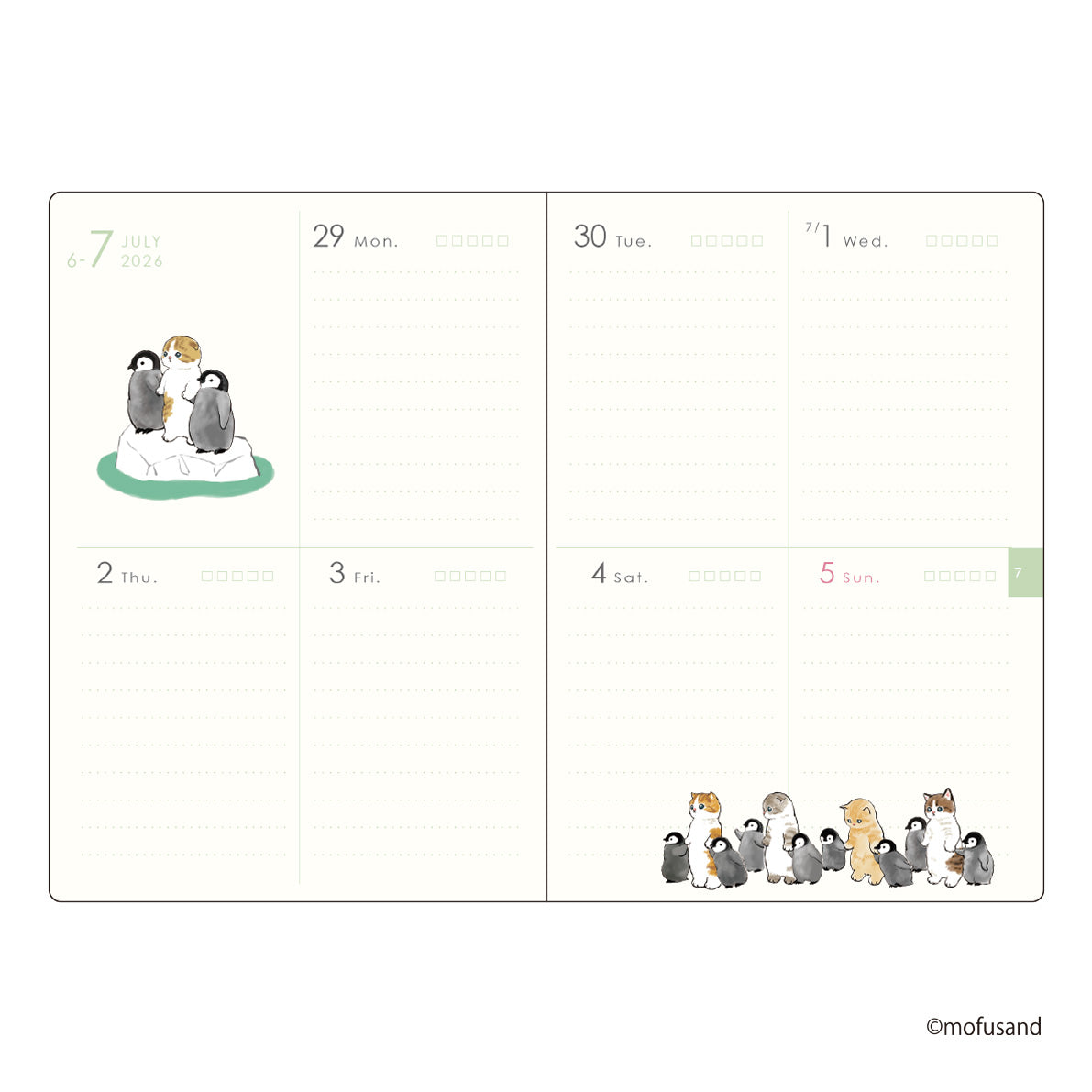 mofusand B6 Weekly Block Diary 2026 – Penguin Cat Ver. (Japan)