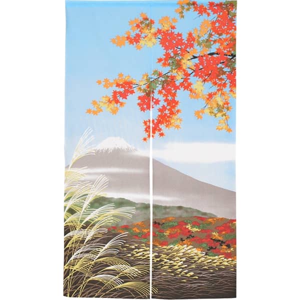 Japanese Door Curtain Noren – “Shiki Fuji: Autumn” Colorful Maple Leaves 85×150cm (Made in Japan)
