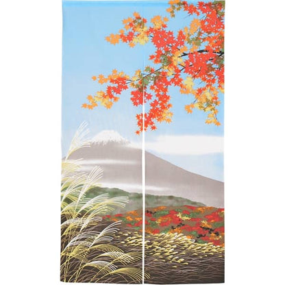 Japanese Door Curtain Noren – “Shiki Fuji: Autumn” Colorful Maple Leaves 85×150cm (Made in Japan)
