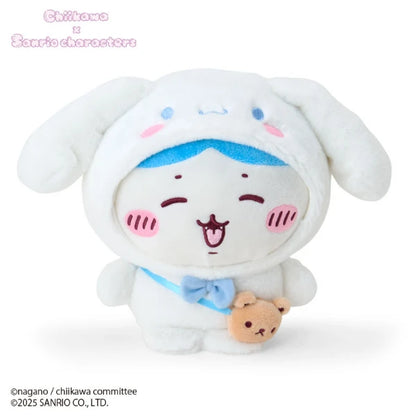 Chiikawa × Sanrio Characters Plush – Hachiwari Dressed as Cinnamoroll (Japan)