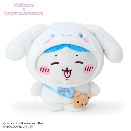 Chiikawa × Sanrio Characters Plush – Hachiwari Dressed as Cinnamoroll (Japan)