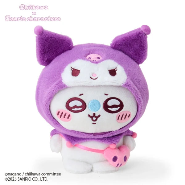 Chiikawa × Sanrio Characters Plush – Momonga Dressed as Kuromi (Japan)