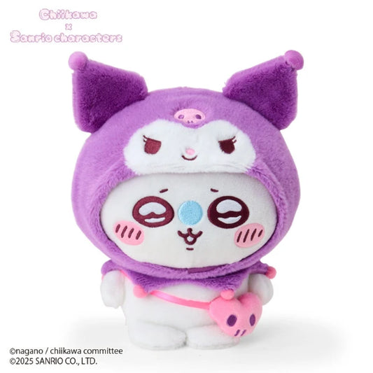 Chiikawa × Sanrio Characters Plush – Momonga Dressed as Kuromi (Japan)