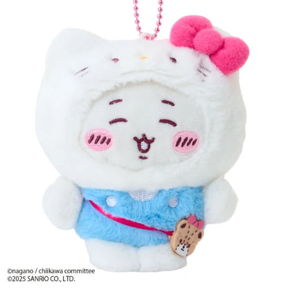 Chiikawa × Sanrio Mascot Holder – Chiikawa Dressed as Hello Kitty (Japan)