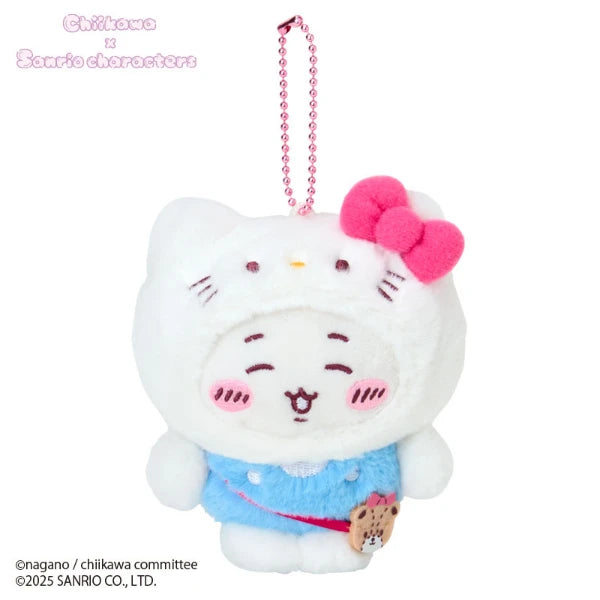 Chiikawa × Sanrio Mascot Holder – Chiikawa Dressed as Hello Kitty (Japan)