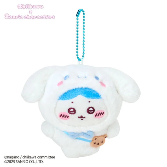 Chiikawa × Sanrio Mascot Holder – Hachiware Dressed as Cinnamoroll (Japan)