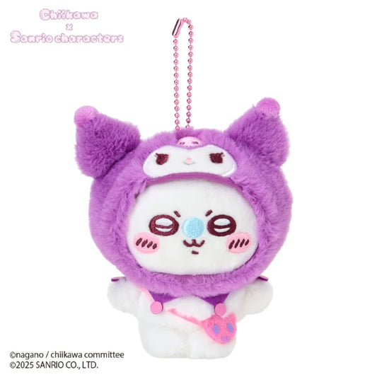 Chiikawa × Sanrio Mascot Holder – Momonga Dressed as Kuromi (Japan)