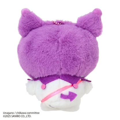 Chiikawa × Sanrio Mascot Holder – Momonga Dressed as Kuromi (Japan)