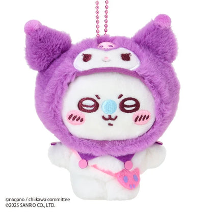 Chiikawa × Sanrio Mascot Holder – Momonga Dressed as Kuromi (Japan)