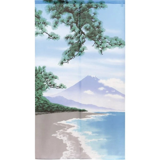 Japanese Door Curtain Noren – “Shiki Fuji: Summer” Miho Pine Grove & Waves 85×150cm (Made in Japan)