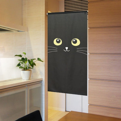 Made in Japan Black Cat Face Noren Door Curtain Japan Version