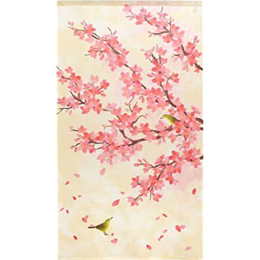 Made in Japan Sakura Cherry Blossom and Bird Noren Door Curtain Japan Version