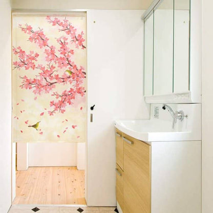 Made in Japan Sakura Cherry Blossom and Bird Noren Door Curtain Japan Version