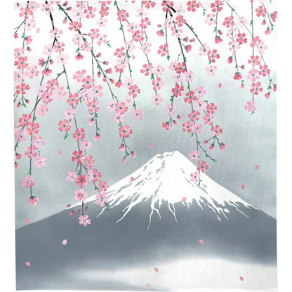 Made in Japan Sakura Cherry Blossom Mt. Fuji Noren Door Curtain Half Size