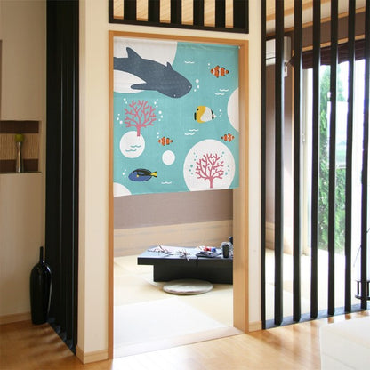 Made in Japan Sea Creatures Noren Door Curtain Half Size Japan Version