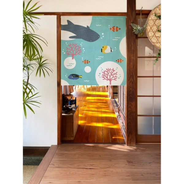 Made in Japan Sea Creatures Noren Door Curtain Half Size Japan Version