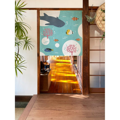 Made in Japan Sea Creatures Noren Door Curtain Half Size Japan Version