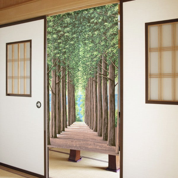 Made in Japan Tree-Lined Landscape Noren Door Curtain Japan Version