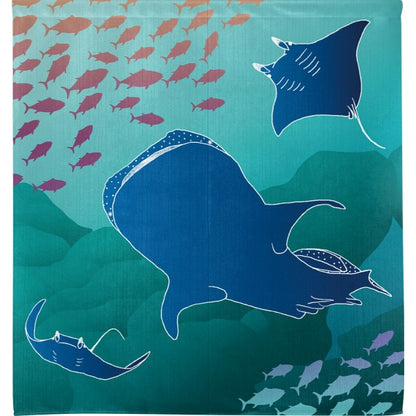 Made in Japan Whale Shark and Manta Ray Noren Door Curtain Half Size Japan Version