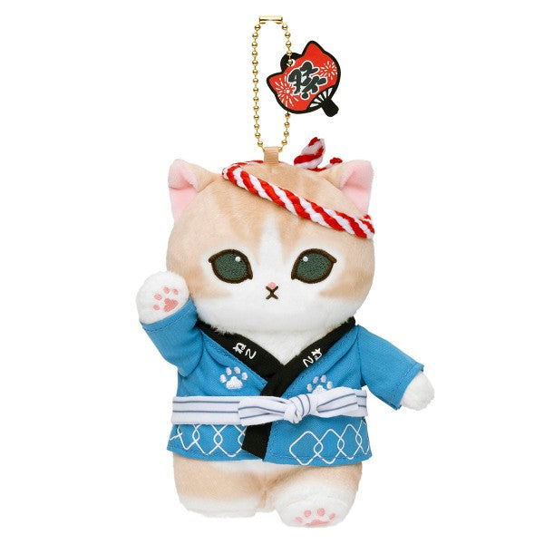 Mofusand Festival Cat Plush Mascot Charm Blue Happi Japan Version