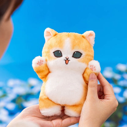 Mofusand Hyokkori Plush – Standing Cat (Brown & White) (Japan)