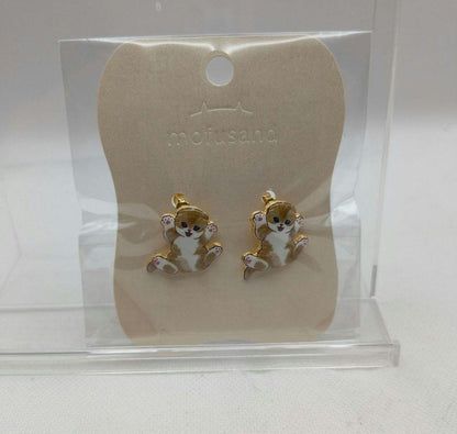 Mofusand Swaying Cat Earrings Brown and White Cat Japan Version