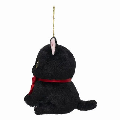 Mofusand Black Cat Plush Mascot (Red Ribbon, Sitting Pose) – Japan