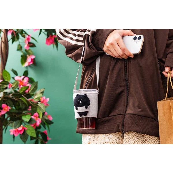 Nagano Characters Plush Drink Holder – Joke Bear (Self-Deprecating Bear) Dark Ver. (Japan)
