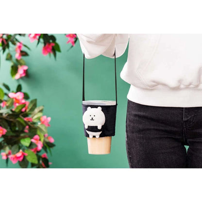 Nagano Characters Plush Drink Holder – Joke Bear (Self-Deprecating Bear) Ver. (Japan)