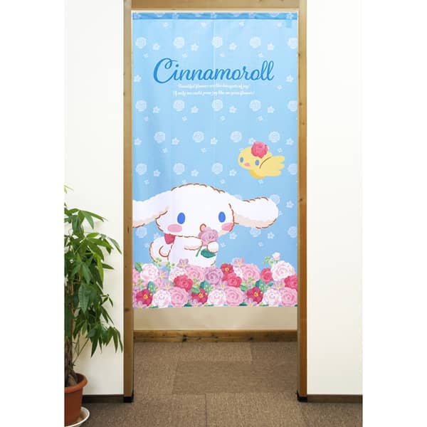 Sanrio Japanese Door Curtain Noren – Cinnamoroll Heartful Flower Design 85×150cm (Made in Japan)