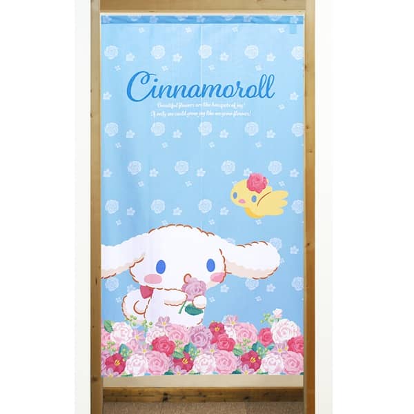 Sanrio Japanese Door Curtain Noren – Cinnamoroll Heartful Flower Design 85×150cm (Made in Japan)