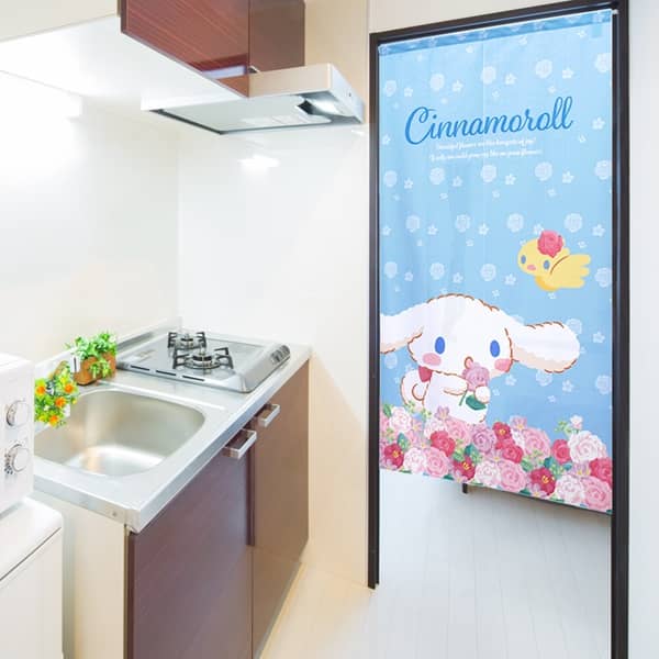 Sanrio Japanese Door Curtain Noren – Cinnamoroll Heartful Flower Design 85×150cm (Made in Japan)