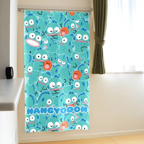 Sanrio Japanese Door Curtain Noren – Hangyodon “Gyugyutto Ippai” Design 85×150cm (Made in Japan)
