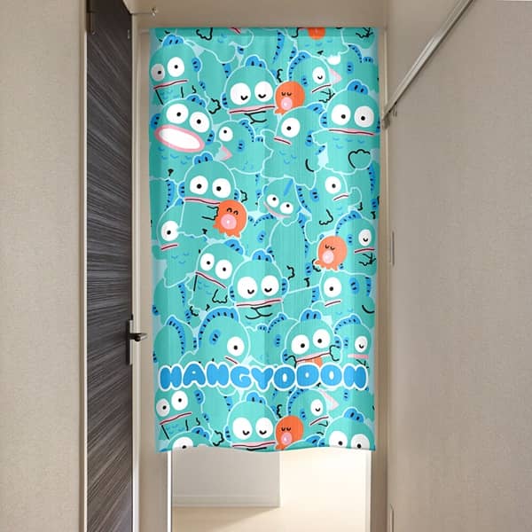 Sanrio Japanese Door Curtain Noren – Hangyodon “Gyugyutto Ippai” Design 85×150cm (Made in Japan)